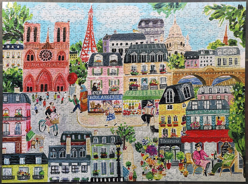 eeBoo: Piece and Love Paris in a Day 1000 Piece Rectangular Adult Jigsaw Puzzle, Puzzle for Adults and Families, Glossy, Sturdy Pieces and Minimal Puzzle Dust - Image 2